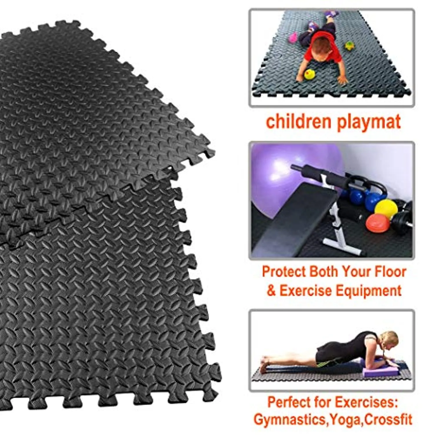 Walsai Exercise Mats Puzzle Foam Mats Gym Flooring Mat Cover 20 SQ.FT Interlocking Foam Mats with EVA Foam Floor Tiles for Home Gym Equipment Workouts