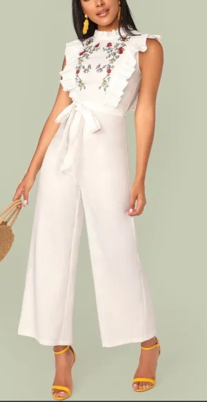 White floral jumpsuit