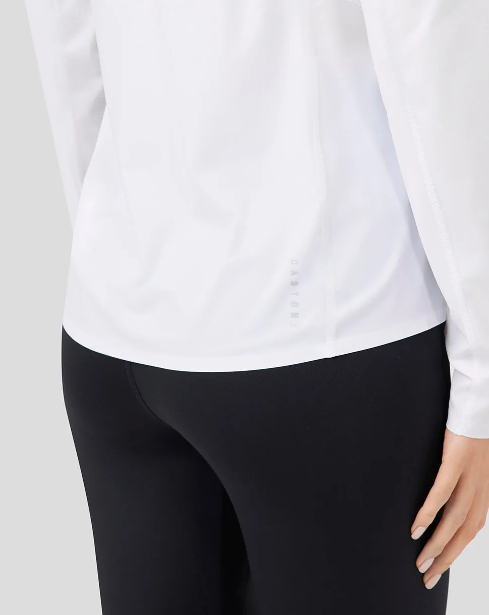 White Metatek Long Sleeve Training T-Shirt - Women’s Workout Essential, Gym Layer