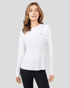 White Metatek Long Sleeve Training T-Shirt - Women’s Workout Essential, Gym Layer