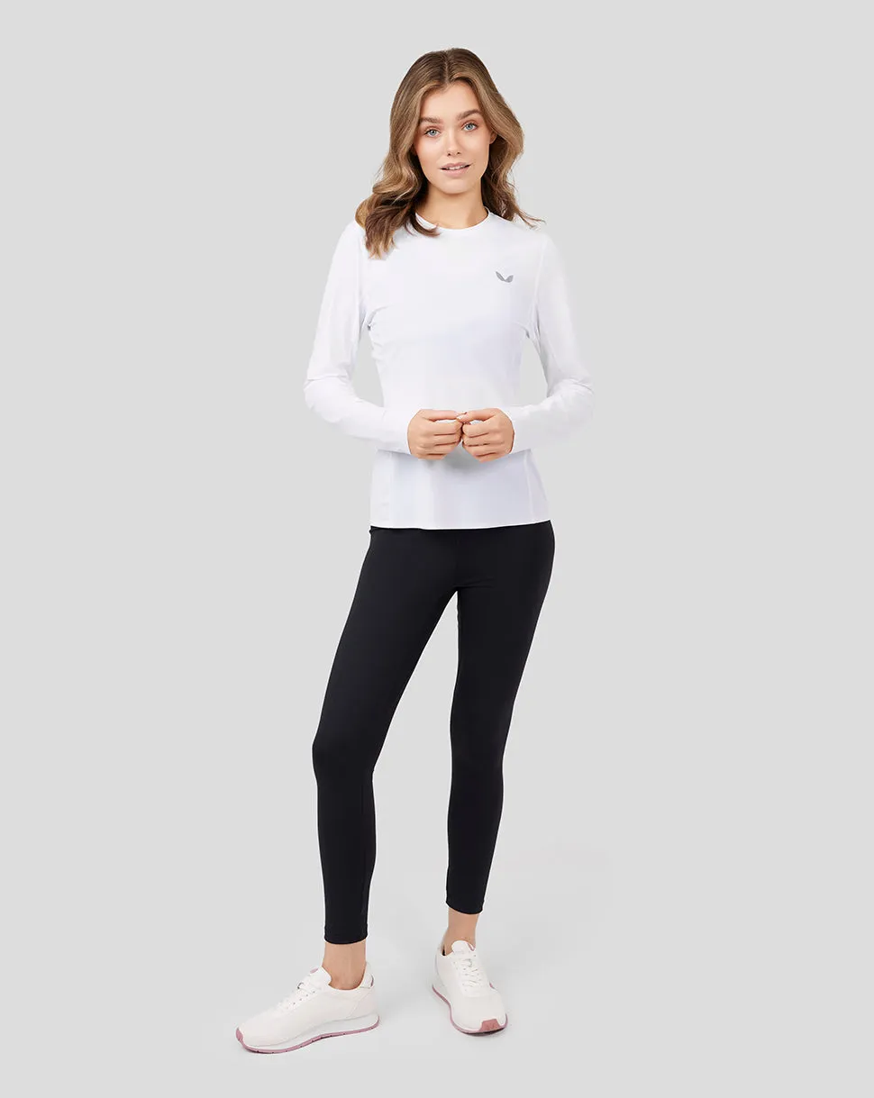 White Metatek Long Sleeve Training T-Shirt - Women’s Workout Essential, Gym Layer