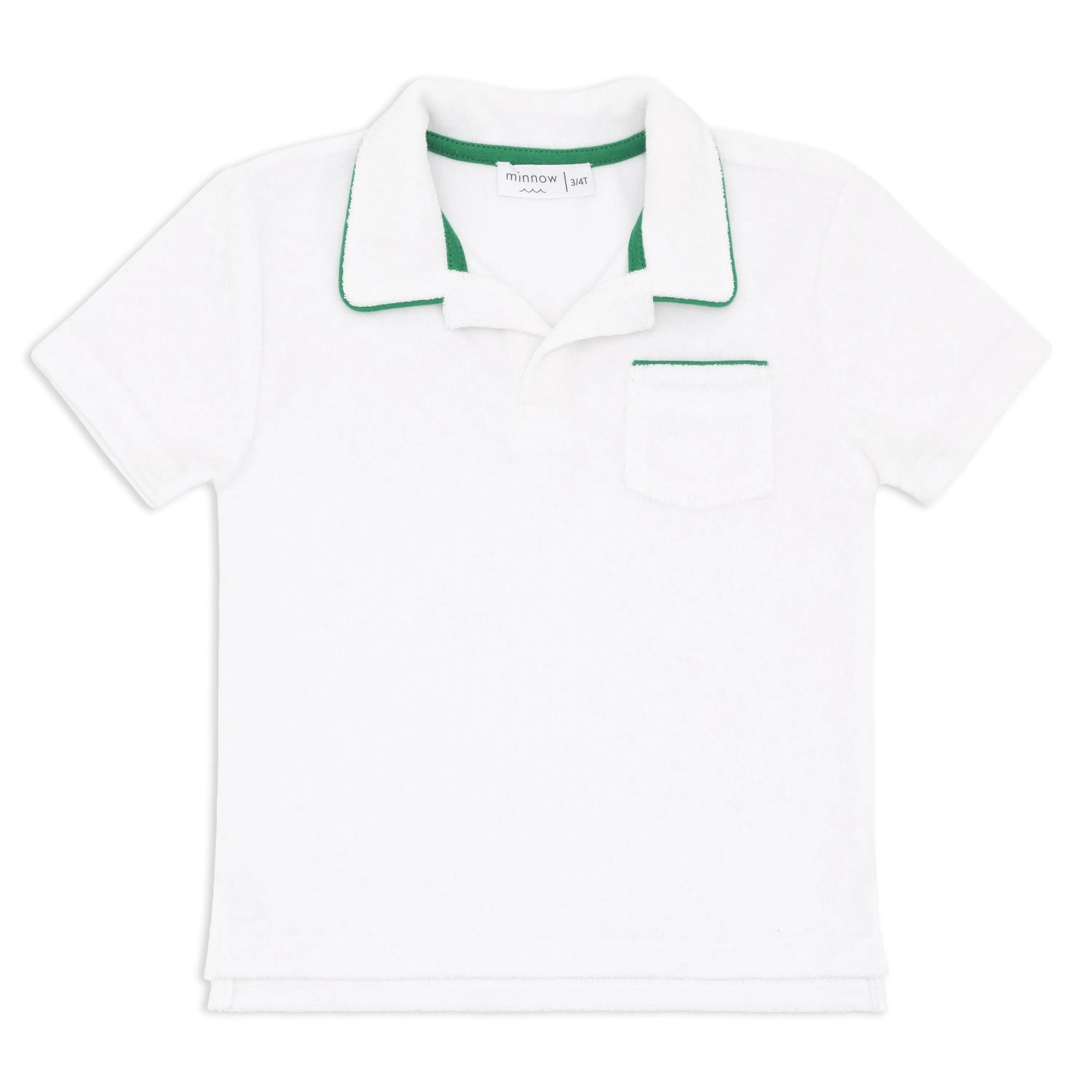 White Terry Polo With Green Trim
