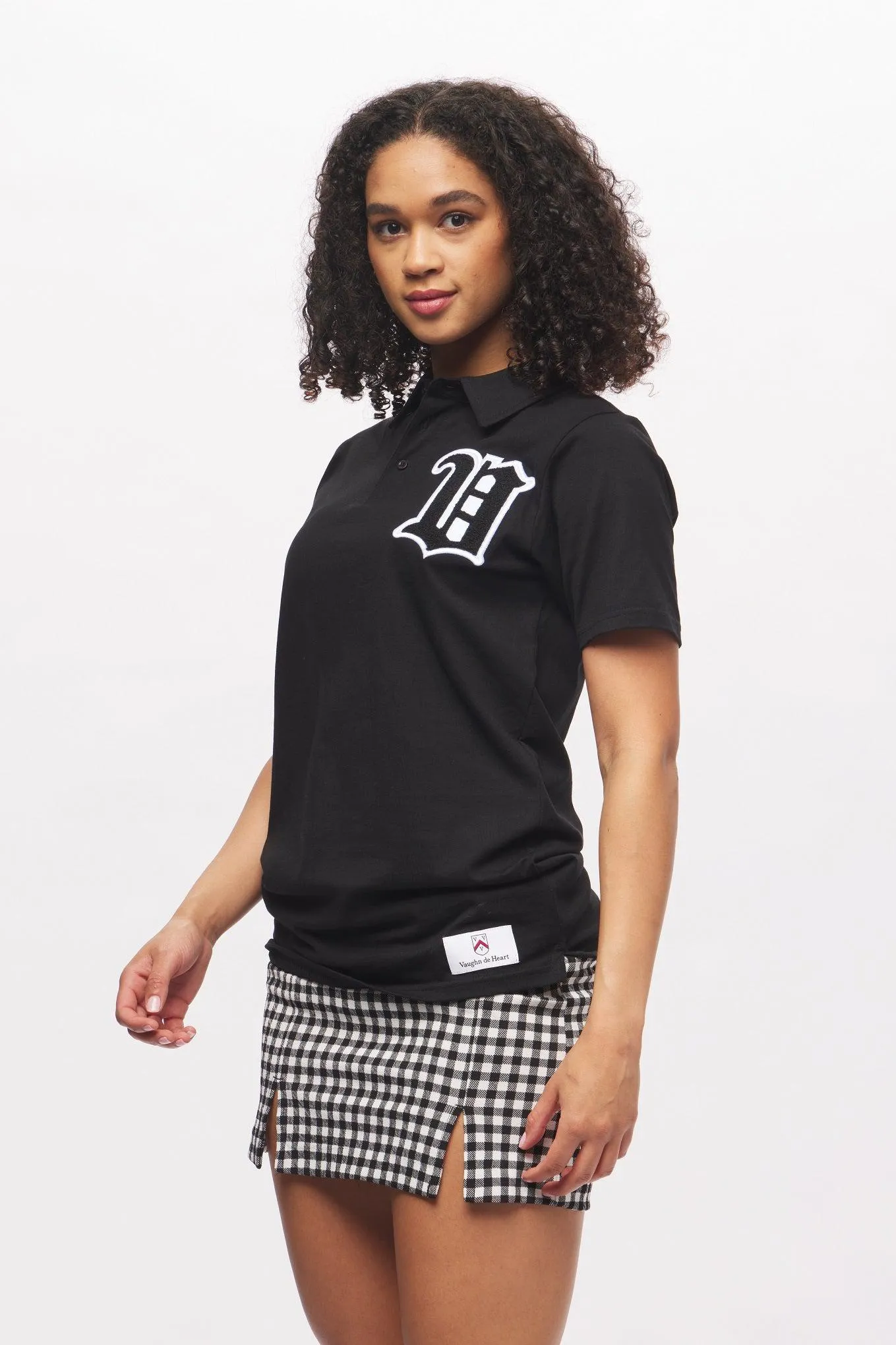 Women's - House of V - Black Varsity Chenille Patch Polo