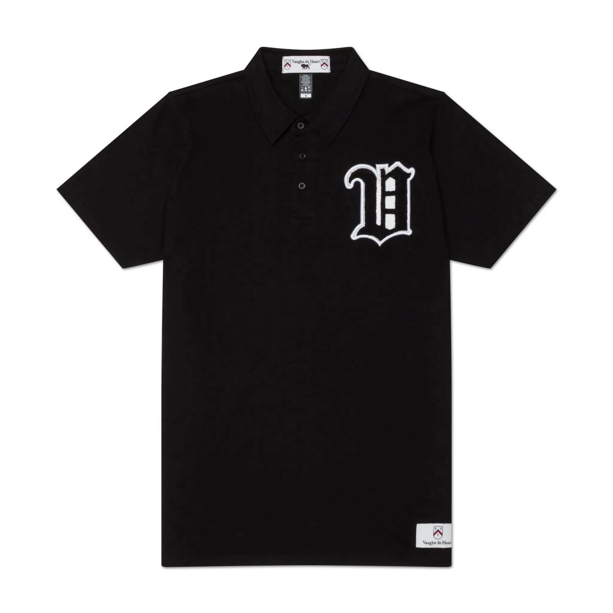 Women's - House of V - Black Varsity Chenille Patch Polo
