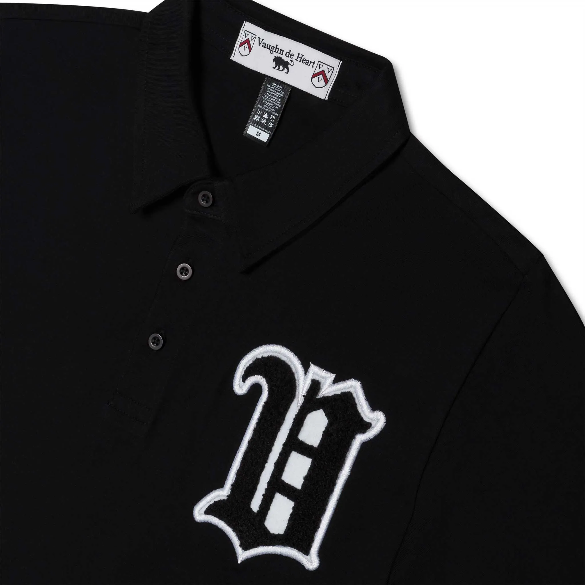 Women's - House of V - Black Varsity Chenille Patch Polo