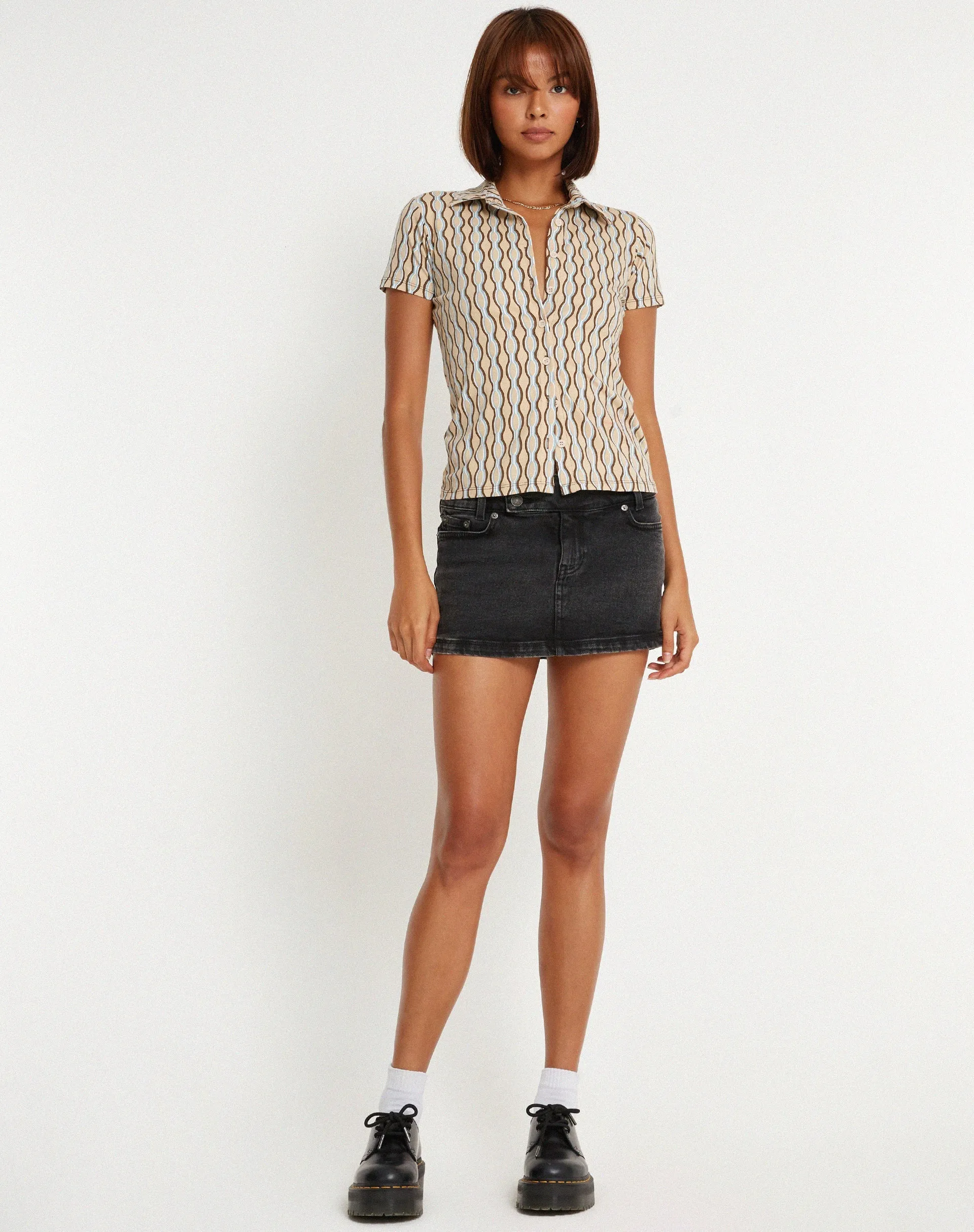 Yejin Shirt in Preppy Geo Brown