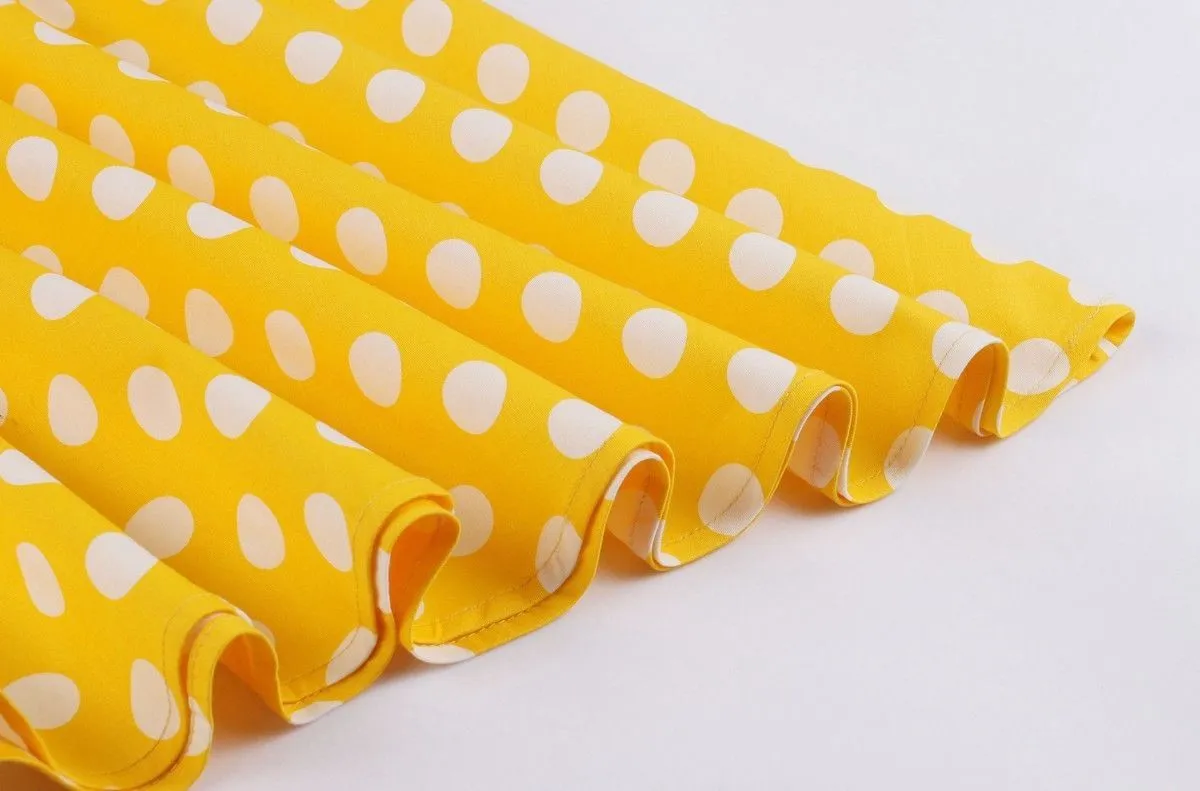 Yellow Polka Dot Sling 1950s Dresses Retro Style Tea Party
