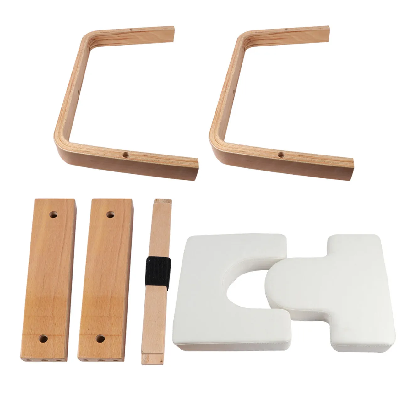 Yoga Headstand Bench Wood PU Pad Steady Inversion Chair White