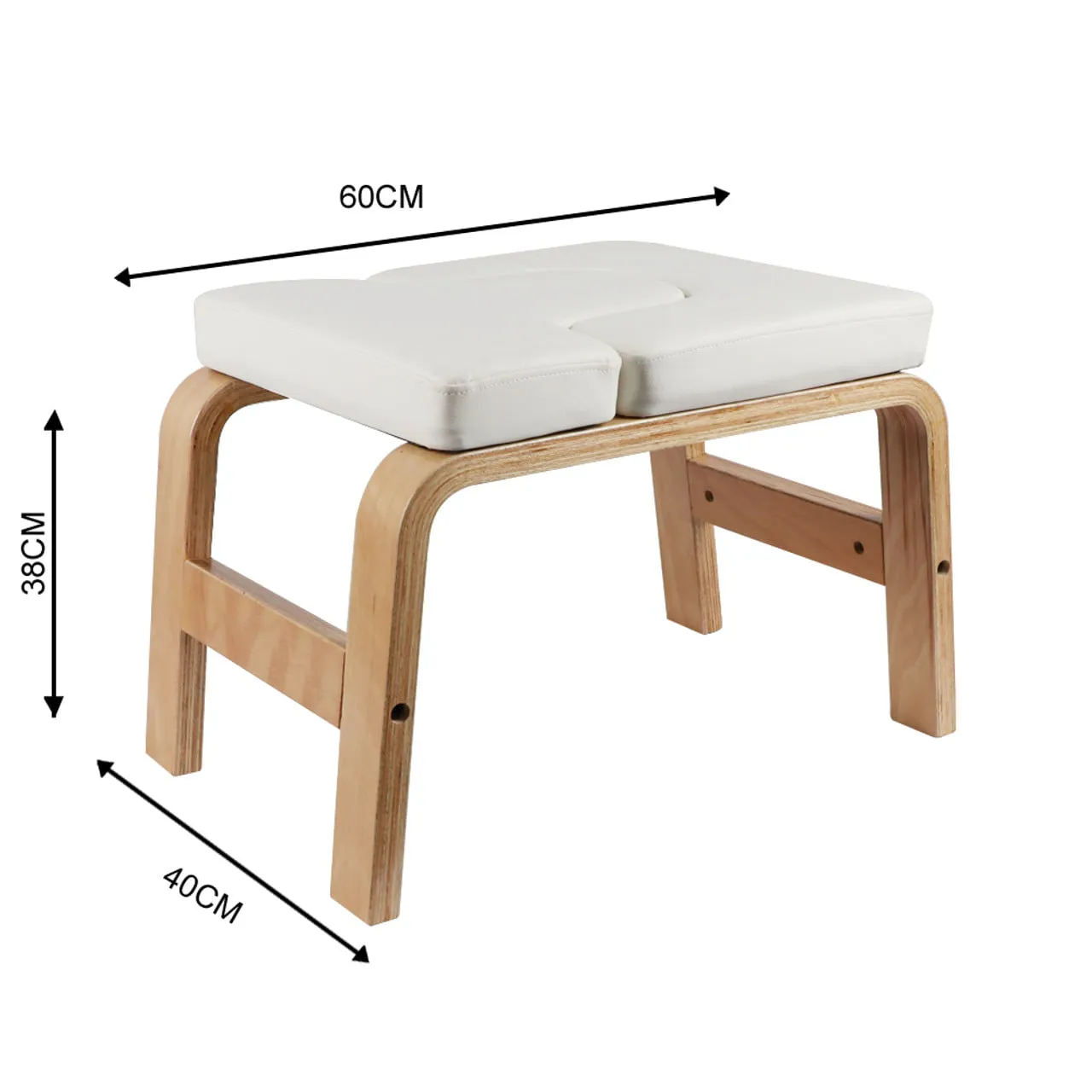 Yoga Headstand Bench Wood PU Pad Steady Inversion Chair White
