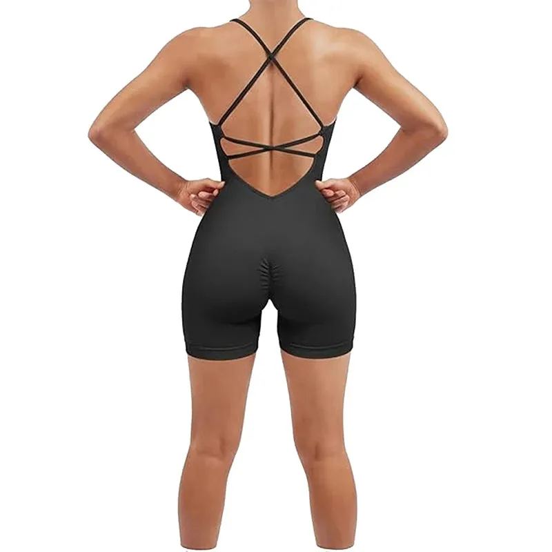Yoga Set Women Fitness Rompers Sexy One Piece Strap Tummy Control Padded Sports Bra Workout JumpSuits Sportswear Seamless