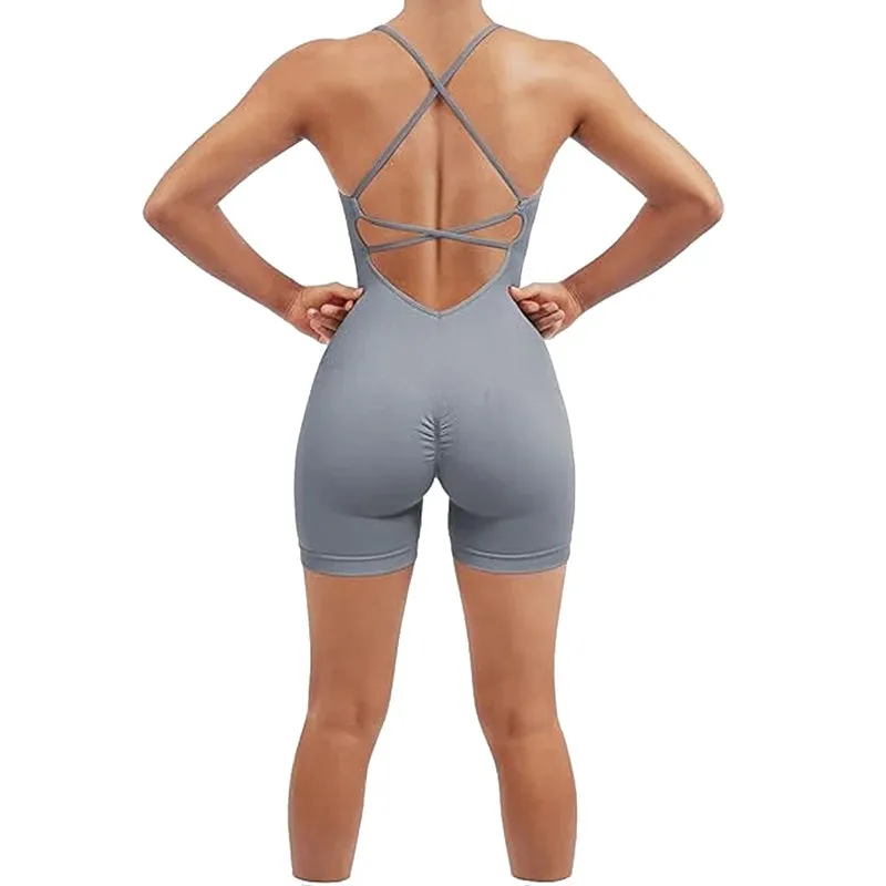 Yoga Set Women Fitness Rompers Sexy One Piece Strap Tummy Control Padded Sports Bra Workout JumpSuits Sportswear Seamless