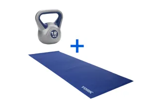 York Fitness - Blue Yoga Mat   12KG Blue Kettlebell Bundle